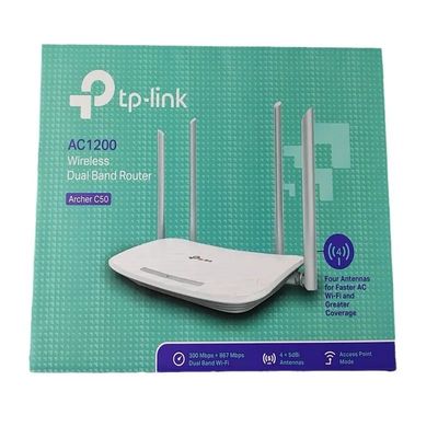 TP-Link Archer C50 Dual Band 1200Mbps WiFi Router met 4*5dBi Antennen